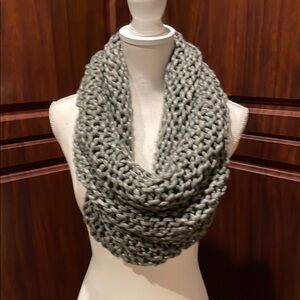 Chunky Gray Knit Infinity Scarf